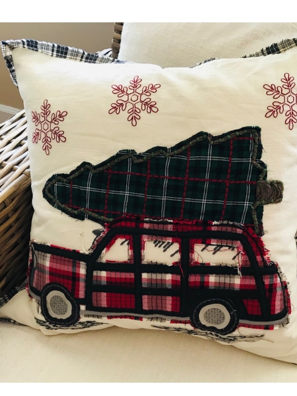POTTERY BARN | All The Way Home Woody Car Holiday Pillow Cover 20x20